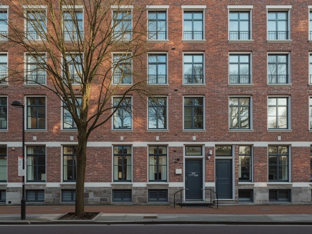 Haarlemse portiekwoning met antraciet grijze kunststof kozijnen en siermetselwerk