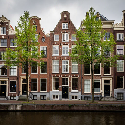 Houten huizen en woningen in oud Volendam met kunststof kozijnen in houtlook aan de voorgevel