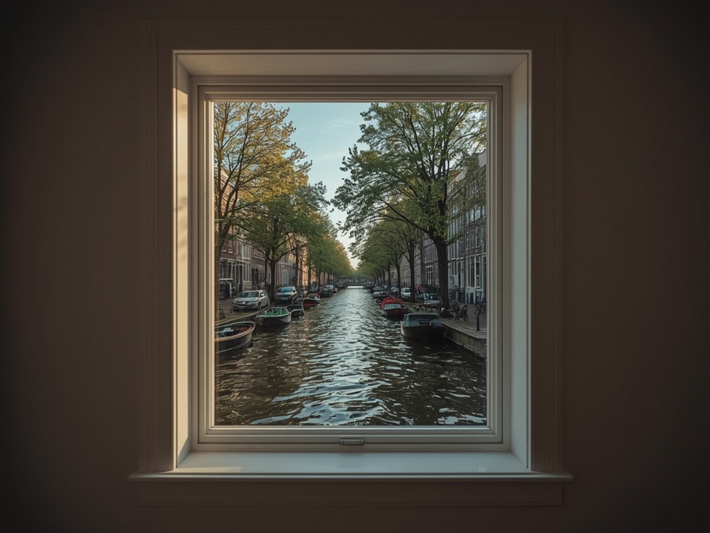 interieur in Almere met zicht door groot kunststof raamkozijn op het Weerwater
