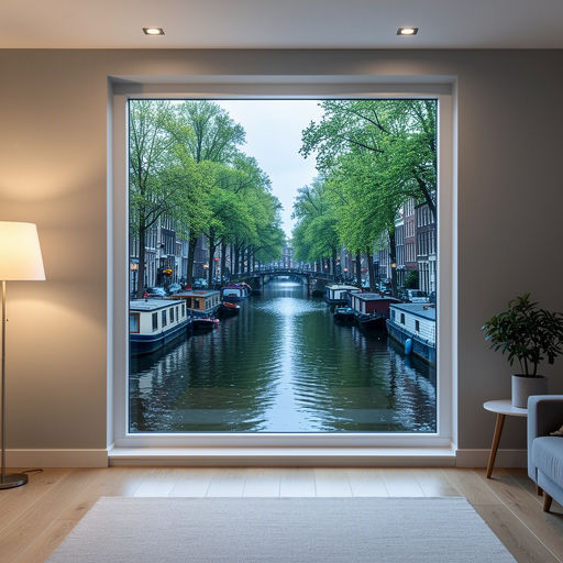 Woonkamer in Diemen met uitzicht door een groot kunststof raamkozijn op een rustige woonstraat met bomen